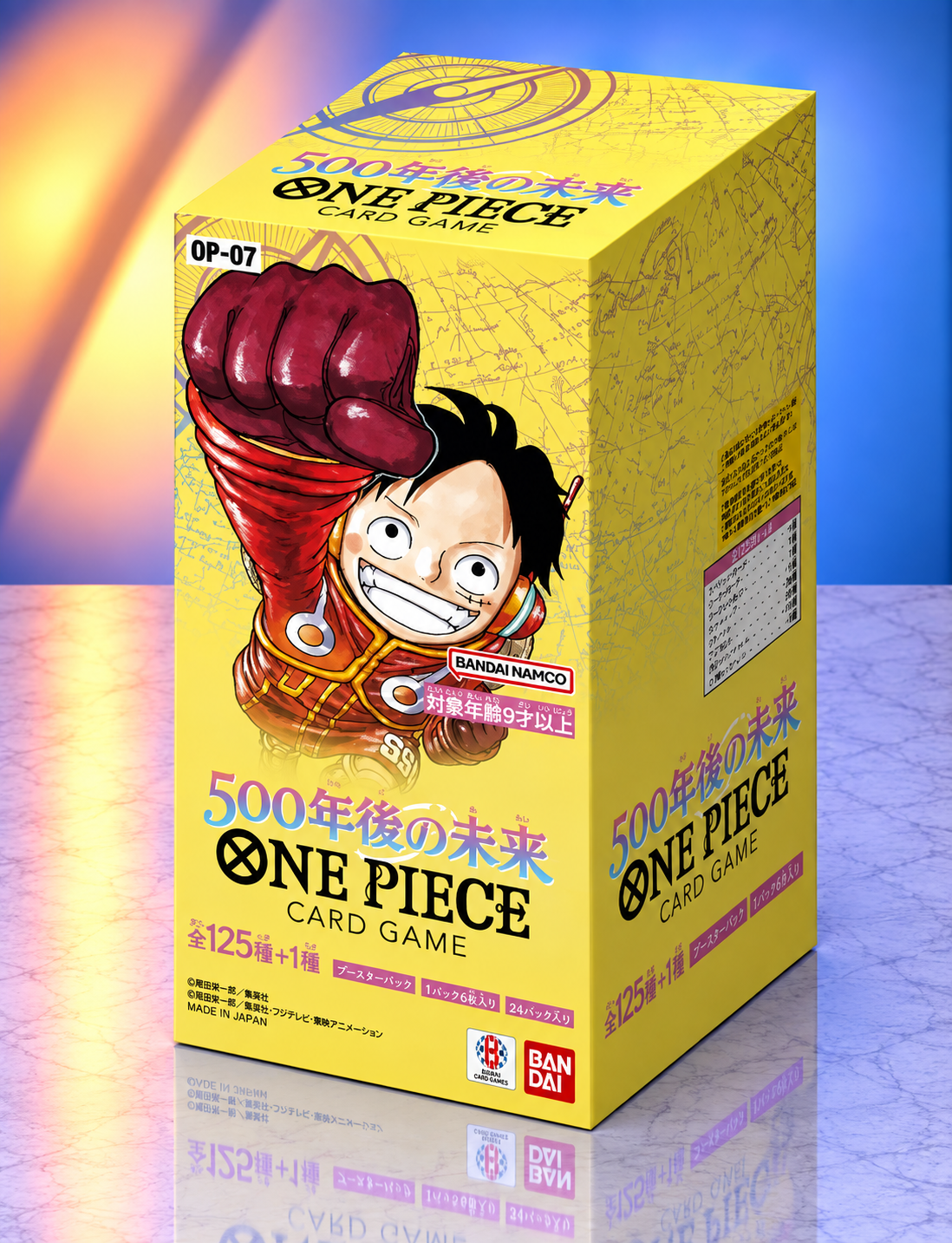 Display One Piece OP-07 500 Years in the Future version japonaise scellé, 24 boosters