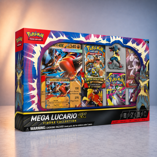 Coffret Pokémon Collection avec figurine Méga-Lucario Ex version française scellé