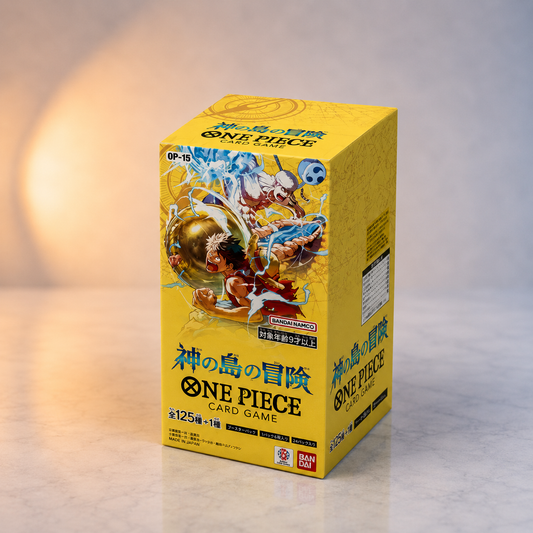 Display One Piece Card Game OP-15 Adventure on KAMI's Island version japonaise scellé, 24 boosters