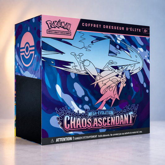 Coffret Dresseur d'Élite Pokémon ME04 Chaos Ascendant version française scellé, 9 boosters